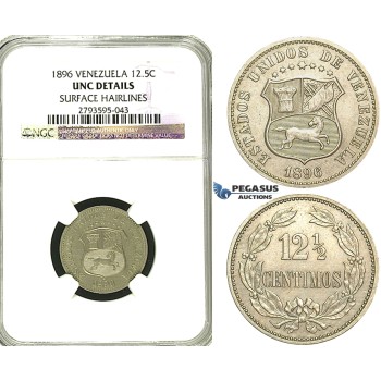 S55, Venezuela, 12 1/2 Centimos 1896, NGC UNC