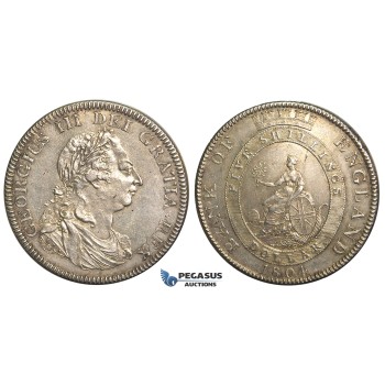 S60, Great Britain, George III Bank of England 5 Shillings/Dollar 1804, Silver, Toned High Grade (Lightly cleaned)