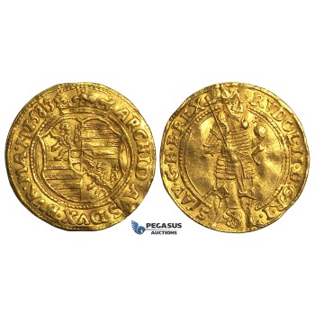 S65, Austria, Bohemia, Rudolph II, Ducat 1583, Prague, Gold (3.43g) Planchet cracks, Rare!