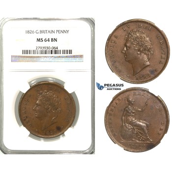 S99, Great Britain, George IV, Penny 1826, NGC MS64BN