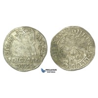 T124, Poland (for Lithuania) Sigismund II Augustus, Groschen 1566-SA, Tykocin, Silver (1.48g) 