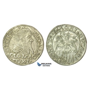T125, Poland (for Lithuania) Sigismund II Augustus, Groschen 1567-SA, Tykocin, Silver (1.73g)