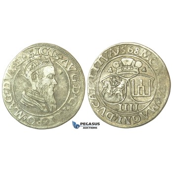 T132, Poland (for Lithuania) Sigismund II Augustus, 4 Groschen 1568-SA, Vilnius, Silver (3.26g)