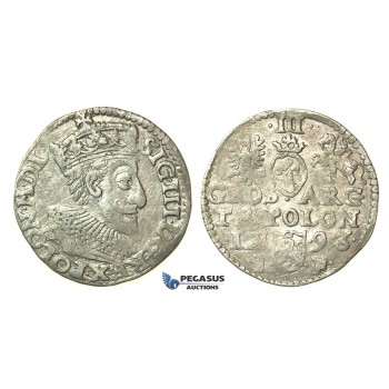 T31, Poland, Sigismund III, 3 Groschen (Trojak) 1593 I/F, Olkusz, Silver (2.19g)