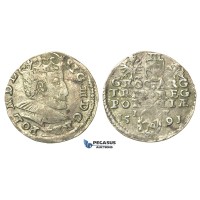 T93, Poland, Sigismund III, 3 Groschen (Trojak) 1591 I/F, Olkusz, Silver (2.40g)