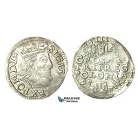 T95, Poland, Sigismund III, 3 Groschen (Trojak) 1595 I/F, Poznan (Posen) Silver (2.44g)
