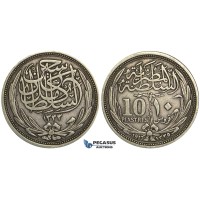 U36, Egypt, Hussein Kamil, 10 Piastres AH1335 (1917) Silver, Nice!