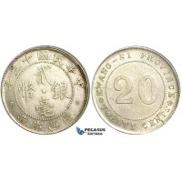 U69, China, Kwangsi, 20 Cents Yr. 13 (1924) Silver, High Grade (Rim filling) 