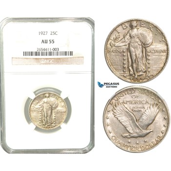 V67, United States, Standing Liberty Quarter (25C) 1927, Silver, NGC AU55