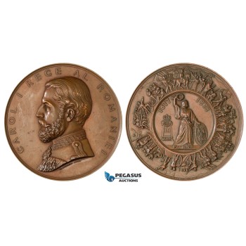 V76X, Romania, Carol I, Bronze medal (Ø 84mm, 256g) On the war of independence (1877-1878) By W Kullrich