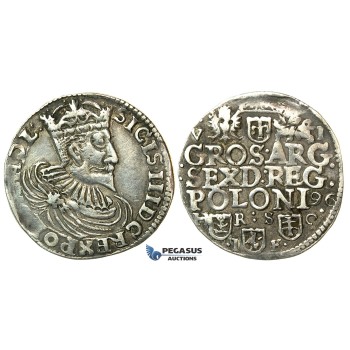 W184, Poland, Sigismund III, 6 Groschen (Szóstak) 1596 H/R S/C I/F, Bydgoszcz (Bromberg) Silver (4.39g) Extremely Rare!
