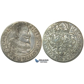 W186, Poland, Sigismund III, 6 Groschen (Szostak) 1596, Malbork (Marienburg) Silver (4.74g)