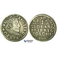 W203, Poland, Sigismund III, 3 Groschen (Trojak) 1590 I/D, Poznan (Posen) Silver (1.95g) Nice!