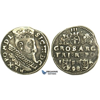 W226, Poland, Sigismund III, 3 Groschen 1598 I/F-H/R, Poznan (Posen) Silver (2.34g)