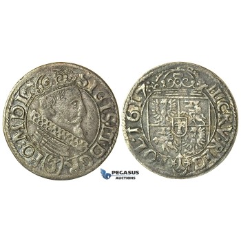 Y116, Poland, Sigismund III, 3 Kreuzer 1617, Cracow, Silver (1.55g) Y116, Poland, Sigismund III, 3 Kreuzer 1617, Cracow, Silver (1.55g)