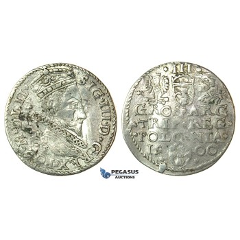 Y185, Poland, Sigismund III, 3 Groschen (Trojak) 1900 for 1600, Unknown mint, Silver (2.03g) Very Rare!