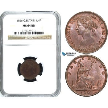 Y31, Great Britain, Victoria, Farthing 1866, London, NGC MS64BN