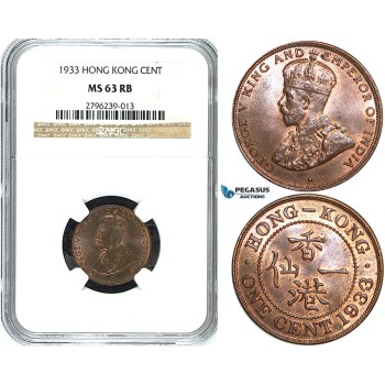 Y33, Hong Kong, George V, 1 Cent 1933, NGC MS63RB
