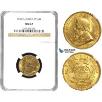 Y87, South Africa (ZAR) Pond 1900, Gold, NGC MS62