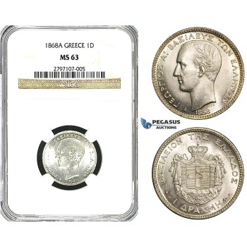 Z02, Greece, George I, Drachm 1868-A, Paris, Silver, NGC MS63 (looks much better)