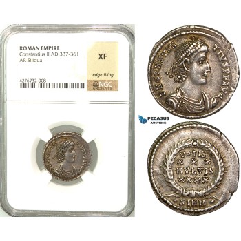 Z19, Roman Empire, Constantius II (337-361 AD) AR Siliqua, Sirmium 355-361 AD, NGC XF