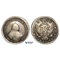 Z35, Russia, Elisabeth, Polupoltinnik 1751 ММД-А, Moscow, Silver (6.60g) VF