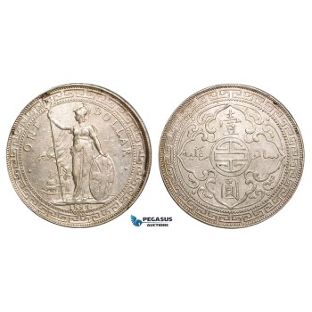 Z43, Great Britain, Trade Dollar 1898-B, Bombay, Silver, Cleaned AU (Light Graffiti on Obv.)