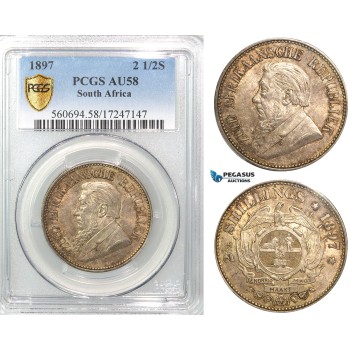 Z50, South Africa (ZAR) 2 1/2 Shillings 1897, Silver, PCGS AU58