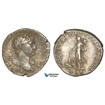 Z88, Roman Empire, Trajan (98-117 AD) AR Denarius (3.17g) Rome (107-111 AD) Pax, VF