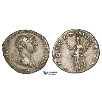 Z89, Roman Empire, Trajan (98-117 AD) AR Denarius (2.97g) Rome (112-114 AD) Felicitas, Good VF