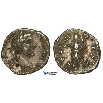 ZA04, Roman Empire, Antoninus Pius (138-161 AD) AR Denarius (3.20g) Rome (144 AD) Pax, VF