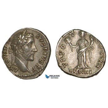 ZA07, Roman Empire, Antoninus Pius (138-161 AD) AR Denarius (3.39g) Rome (147 AD) Liberalitas, EF