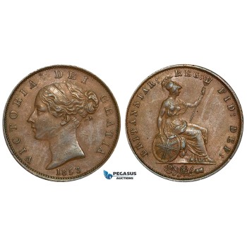 ZA17, Great Britain, Victoria, 1/2 Penny 1853, XF-AU