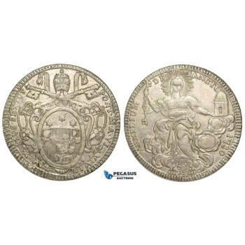 ZA77, Italy, Papal, Pius VI, Scudo 1780 (VI) Silver (26.28g) XF with lustre!