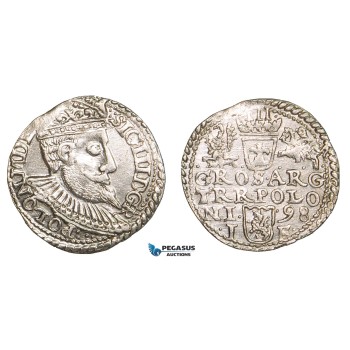 ZB54, Poland, Sigismund III, 3 Groschen (Trojak) 1598 I/F, Olkusz, Silver (2.17g) UNC