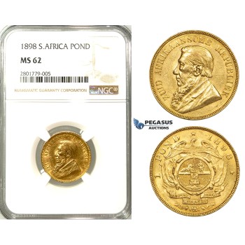 ZB78, South Africa (ZAR) Pond 1898, Gold, NGC MS62