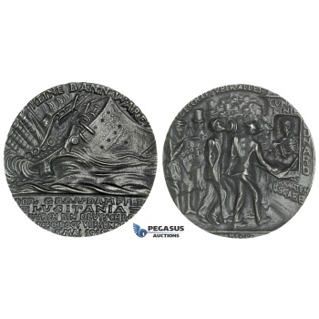ZB80, Germany, Medal by Karl Göetz, 1915, Tin? Later Cast Medal (92.80g) The Sinking of the S. S. Lusitania, UNC