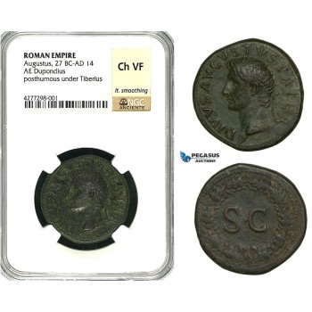 ZC09, Roman Empire, Divus Augustus (d. 14 AD) Æ Dupondius (14.33g) Rome, 22-26 AD (Struck under Tiberius) NGC Ch VF