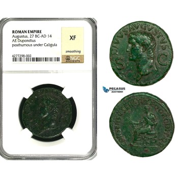 ZC10, Roman Empire, Divus Augustus (d. 14 AD) Æ Dupondius (14.51g) Rome, 37-41 AD (Struck under Caligula) NGC XF