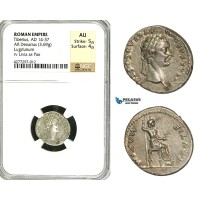 ZC15, Roman Empire, Tiberius (14-37 AD) AR Denarius "Tribute Penny" (3.69g) Lugdunum (Lyon), 18-35 AD, Pax, NGC AU