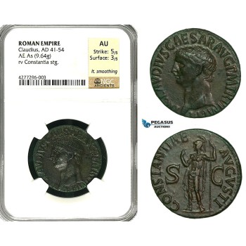 ZC17, Roman Empire, Claudius (41-54 AD) Æ AS (9.64g) Rome, 50-54 AD, Constantia, NGC AU