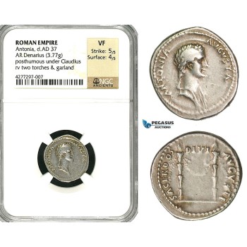 ZC20, Roman Empire, Antonia, mother of Claudius, AR Denarius (3.77g) struck under Claudius, Rome, 41-45 AD, NGC VF