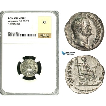 ZC31, Roman Empire, Vespasian (69-79 AD), AR Denarius (3.33g) Rome, 73 AD, NGC XF