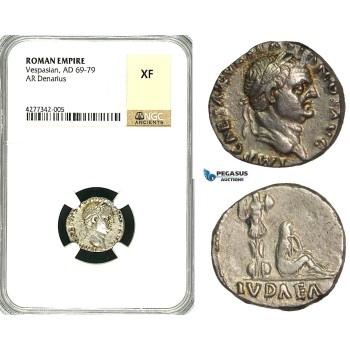 ZC32, Roman Empire, Vespasian (69-79 AD), AR Denarius (3.01g) Rome, 69-70 AD, Judaea capta NGC XF