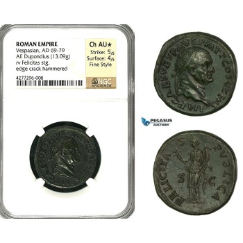 ZC33, Roman Empire, Vespasian (69-79 AD) Æ Dupondius (13.09g) Rome, 74 AD, Felicitas, Fantastic!  NGC AU★, Fine Style