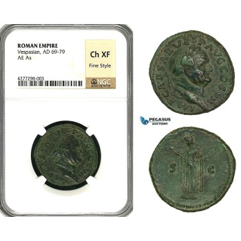 ZC34, Roman Empire, Vespasian (69-79 AD) Æ As (10.70g) Rome, 76 AD, Spes, NGC Ch XF, Fine Style