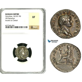 ZC35, Roman Empire, Domitian (81-96 AD), AR Denarius (3.46g) Rome, 79 AD, Vesta, NGC XF
