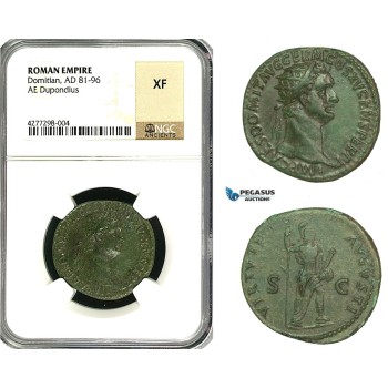 ZC38, Roman Empire, Domitian (81-96 AD) Æ Dupondius (10.07g) Rome, 90-91 AD, Virtus, NGC XF