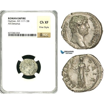 ZC48, Roman Empire, Hadrian (117-138 AD), AR Denarius (3.20g) Rome, 134-138 AD, Alexandria, NGC Ch XF, Fine Style