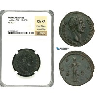 ZC55, Roman Empire, Hadrian (117-138 AD) Æ As (11.19g) Rome, 125-128 AD, Salus, NGC Ch XF, Fine Style ZC55, Roman Empire, Hadrian (117-138 AD) Æ As (11.19g) Rome, 125-128 AD, Salus, NGC Ch XF, Fine Style